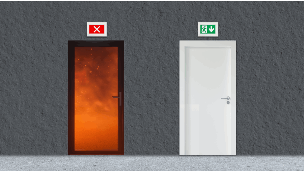 Dynamische Vluchtrouteaanduiding oplossing van INOTEC Noodverlichting. De werkelijk veilige weg is essentieel, niet de kortste! Noodverlichting die meebeweegt.