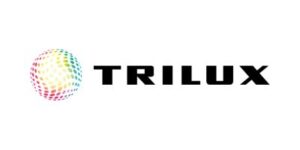 TRILUX-logo met kleurrijk stippenpatroon