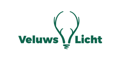 Logo van Veluws Licht met gestileerde gloeilamp