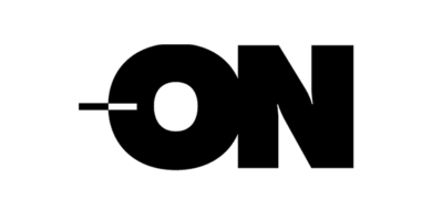 Zwart ON-logo met horizontale lijn