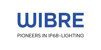 WIBRE-logo met slogan over IP68-verlichting