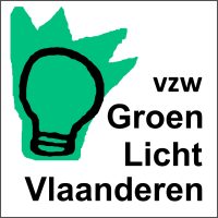 Groen logo met lamp en tekst VZW Groen Licht Vlaanderen